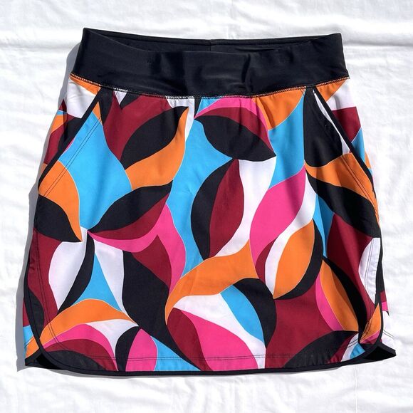 Lands’ End Geometric Athletic Skirt Womens 2 Built In Shorts Multicolor - Picture 1 of 4